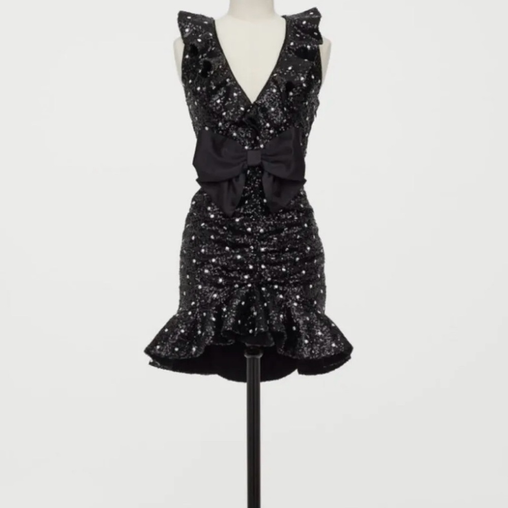 GIAMBATTISTA VALLI x H&M Black Sequin Dress SIZE 8